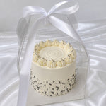 QB Twilight Luxury Bento Cake with monochrome sprinkles and vanilla buttercream in luxury presentation box